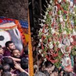 पुरी में रथों पर बैठे भगवान जगन्नाथ, बलभद्र और सुभद्रा, तेज बारिश के कारण मुकुट नहीं पहनाया